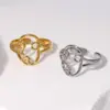 Wholesale PVD Coated Real Gold Plated Human Face Stainless Steel Fashion Waterproof Non Tarnish Open Ring