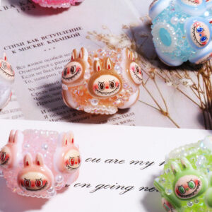 Wholesale New Cartoon Labubu Soft Clay Straight Hole Loose Beads DIY Mobile Phone Key Chain Necklace Bag Chain Accessories