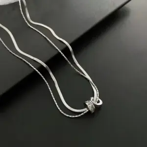 820 Double Layer Luck Bringer Necklace-Silver