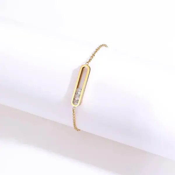 Elegant Glam Luxurious Square 201 Stainless Steel 18K Gold Plated Zircon Bracelets In Bulk