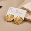 Stainless Steel 201 Starfish Shell Leaf Round Imitation Pearl Earrings Fashionable Casual Modern Style For Women All Seasons