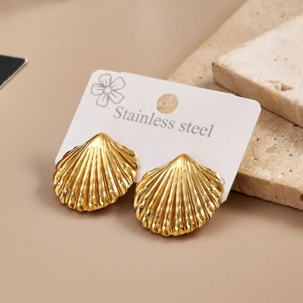 Stainless Steel 201 Starfish Shell Leaf Round Imitation Pearl Earrings Fashionable Casual Modern Style For Women All Seasons