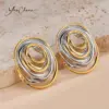1 Pair IG Style Artistic Geometric Color Block Plating Titanium Steel 18K Gold Plated Ear Studs