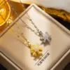 Wholesale PVD Coated Real Gold Plated Snowflake Stainless Steel Titanium Steel Simple Style Waterproof Non Tarnish Stainless Steel Pendant Necklace