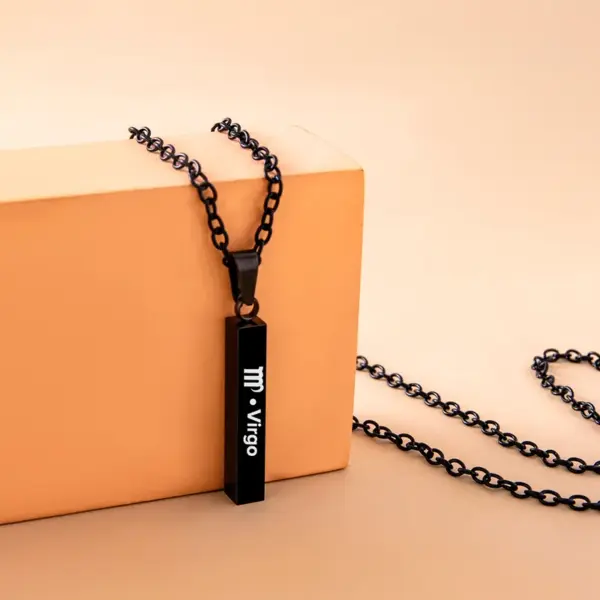 Wholesale 12 Constellation Stainless Steel Ing Pillar Necklace