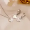 Wholesale 304 Stainless Steel Heart Shape PVD Coated Zircon 18K Real Gold Plated Simple Style Classic Style Waterproof Non Tarnish Plating Gold Jewelry Set