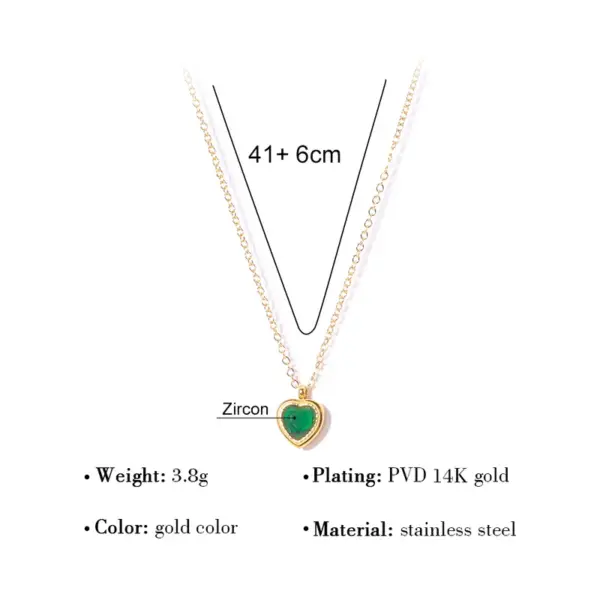 Wholesale PVD Coated 18K Gold Real Gold Plated Heart Shape 304 Stainless Steel Sweet Waterproof Non Tarnish 304 Stainless Steel Pendant Necklace