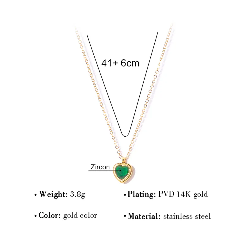 Wholesale PVD Coated 18K Gold Real Gold Plated Heart Shape 304 Stainless Steel Sweet Waterproof Non Tarnish 304 Stainless Steel Pendant Necklace