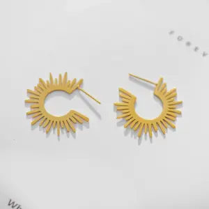 Wholesale Fashion Plating 304 Stainless Steel No Inlaid 18K Gold Plated Earrings
