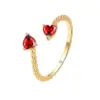 Wholesale Fashion Heart Shape Copper Plating Inlay Zircon Open Ring 1 Piece