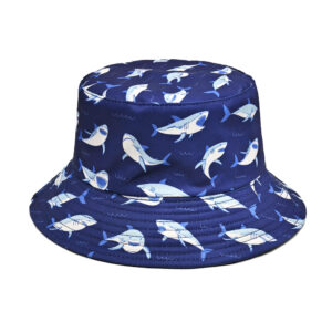 Wholesale New Undersea Animal Shark Pattern Printed Fisherman Hat Women's European and American Men's Outdoor Double-Sided Sunscreen Hat Basin Hat