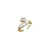 Wholesale Electroplating Golden Plated Crown Titanium Steel Basic Modern Style Open Rings