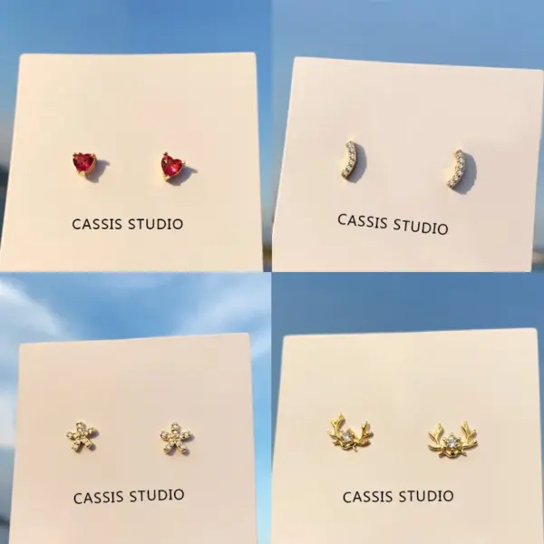 1 Pair Fashion Devil's Eye Crown Flower Inlay Copper Zircon Ear Studs