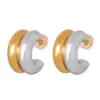 Wholesale 304 Stainless Steel C Shape PVD Coated 18K Gold Plated Real Gold Plated Casual Elegant Simple Style Waterproof Non Tarnish Layered Patchwork Gold Silver Ear Studs