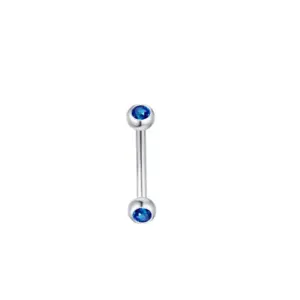 Dark Blue Double Diamond Eyebrow Ring / 1.2*10*3