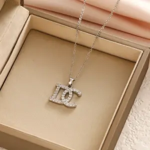 6278 Silver Full Zirconium Letter DC