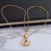 Wholesale PVD Coated 18K Gold Plated Letter Stainless Steel Sweet Waterproof Non Tarnish Earrings Necklace