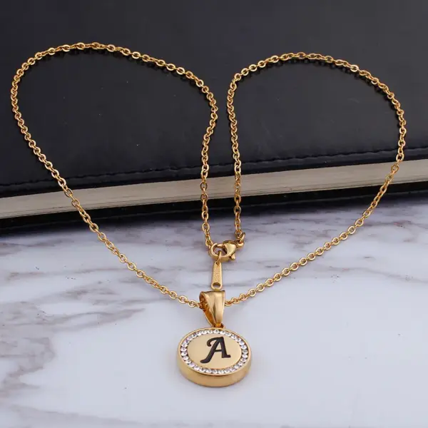 Wholesale PVD Coated 18K Gold Plated Letter Stainless Steel Sweet Waterproof Non Tarnish Earrings Necklace