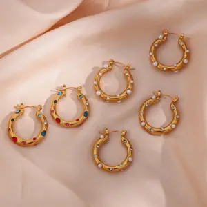 Wholesale PVD Coated Real Gold Plated 18K Gold Geometric 304 Stainless Steel Fashion Waterproof Non Tarnish Earrings