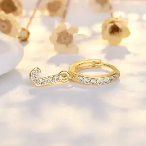 Ear Clip Letters J (14K Yellow Gold) / Copper Plating 14K Real Gold