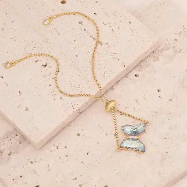 Copper 18K Gold Plated Sweet Butterfly Butterfly Zircon Bracelets