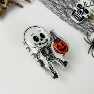 Skull carrying pumpkin lantern