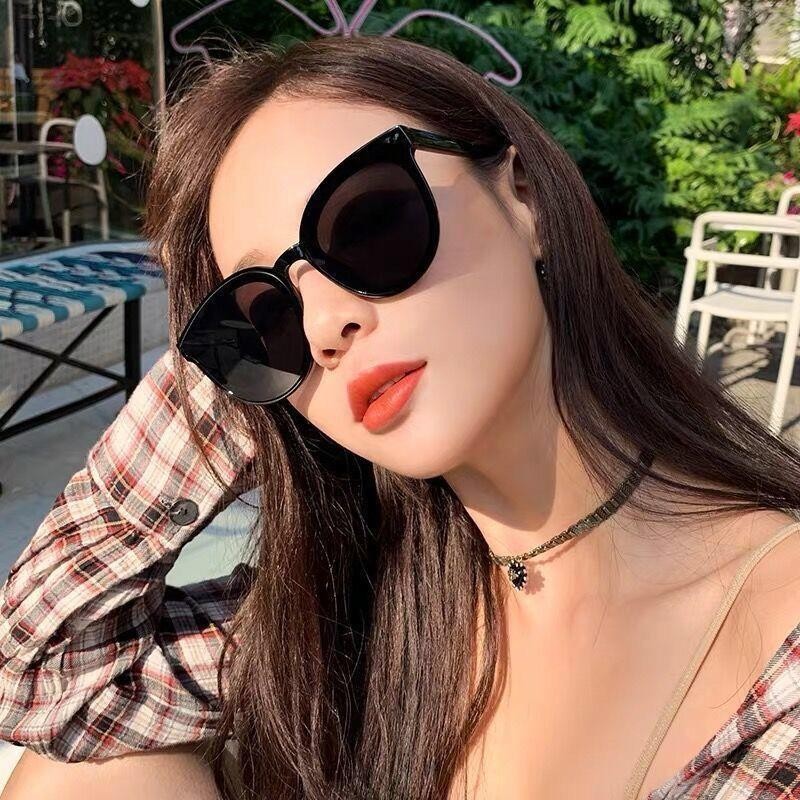 Wholesale Ins Korean Fashion Sunglasses for Men and Women Internet Celebrity Same Style a Anti-Uv Glasses Black Concave Shape Elegant