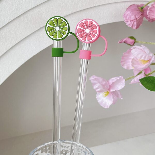 Wholesale Cross-border explosions lemon four-color straw cap dust-proof straw plug dust-proof straw sleeve 8mm diameter straw 10mm