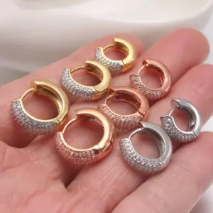 Wholesale Simple Style Circle Copper Zircon 18K Gold Plated Earrings