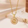 Stainless Steel Copper Letter Artificial Diamond 18K Gold Plated Simple Style Cable Chain Lobster Trigger Clasp Closure Pendant Necklace