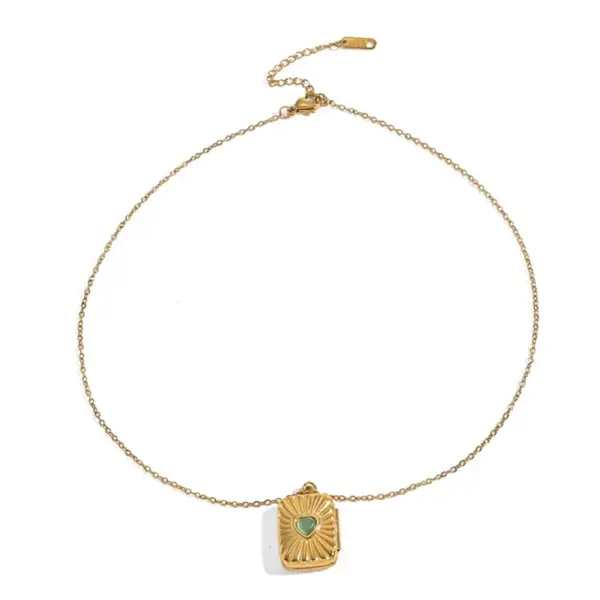 Ion Plating (IP) 18K Gold Plated Geometric Heart Shape 304 Stainless Steel Casual Elegant Simple Style Locket Necklace