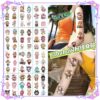 Wholesale Glitter Labubu Glitter Tattoo Stickers Kidsren's Dopamine Girly Heart Waterproof Long-Lasting Cartoon Cute