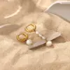 Wholesale 1 Pair Fashion Geometric Asymmetrical Plating 304 Stainless Steel Freshwater Pearl Earrings