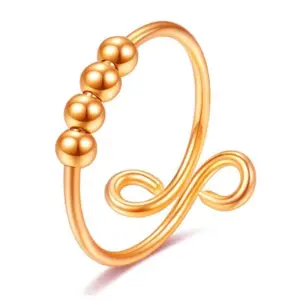 Glossy 4 beads rose gold / Adjustable opening