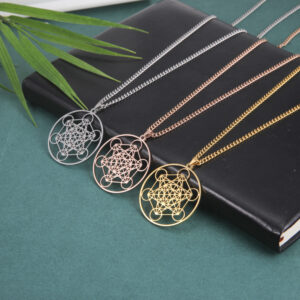 Wholesale Cross-border Hot Sale Titanium Steel Angel Seal Metatron Women Men's Geometric Kabbalah Garden Stainless Steel Necklace