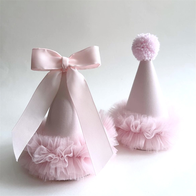 Wholesale Cute Girly Heart Birthday Party Hat South Korea Bow Lace Pink Party Layout