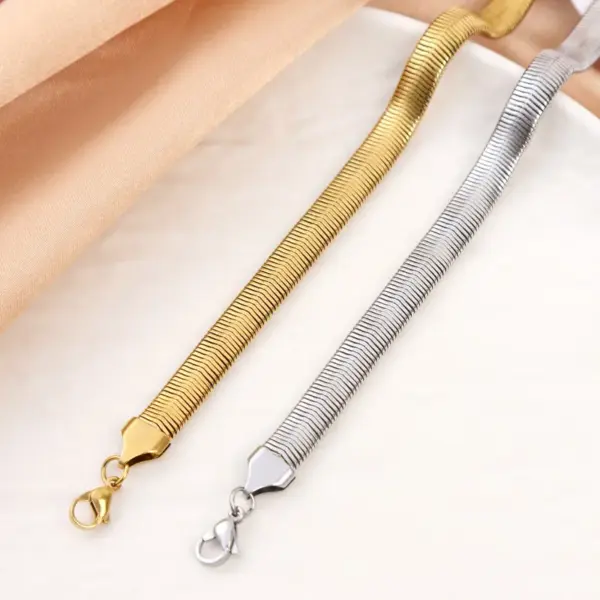 Wholesale Real Gold Plated Solid Color 304 Stainless Steel Hip-Hop Retro Waterproof Non Tarnish Bracelets