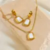 Wholesale 304 Stainless Steel Square PVD Coated Acrylic 18K Real Gold Plated Simple Style Classic Style Waterproof Non Tarnish Plating Gold Jewelry Set
