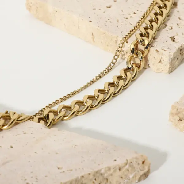 Wholesale Simple Double Layer Stainless Steel Chain Bracelet