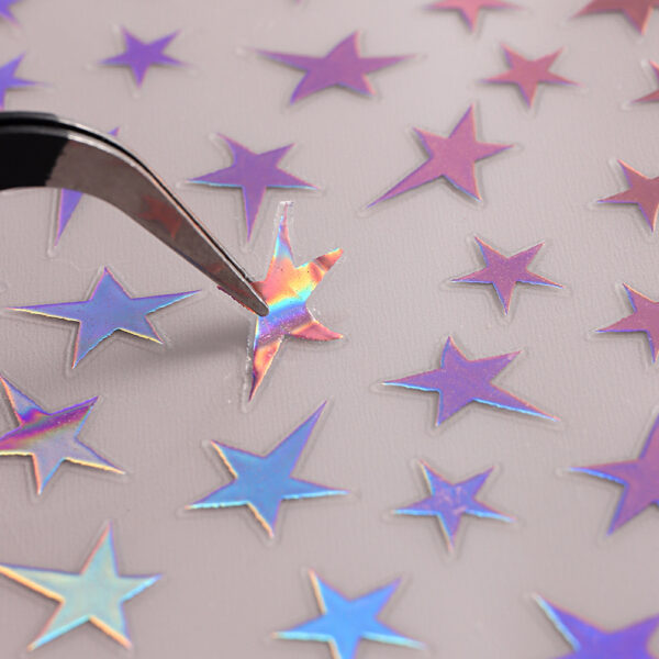 Wholesale Nail Art Stickers i Laser Purple Glitter Silver Starry Nail Art Stickers