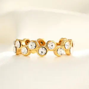 18K Real Gold White Diamond Irregular / Adjustable Opening