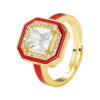 oly-6b89e90015c6ec99e31dd4f3eb832ce4 Wholesale European and American cross-border fashion color oil drop copper degree gold inlaid zircon geometric square ring temperament open finger ring accessories