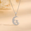 Wholesale Cross-border fashion moon MAMA pendant necklace female S925 sterling silver diamond set chain mother's day gift factory