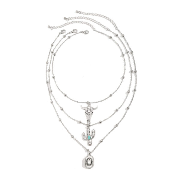 Wholesale Vintage Imitation Turquoise Sweater Chain Beaded Necklace Set