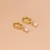 1 Pair Simple Style Geometric Rectangle Gold Plated 304 Stainless Steel Zircon Stainless Steel Earrings