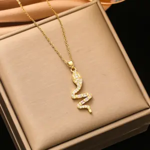 177 Zircon Snake Necklace-Gold
