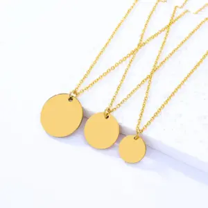 25mm round Brand 2mm Flat Cross Chain / Gold