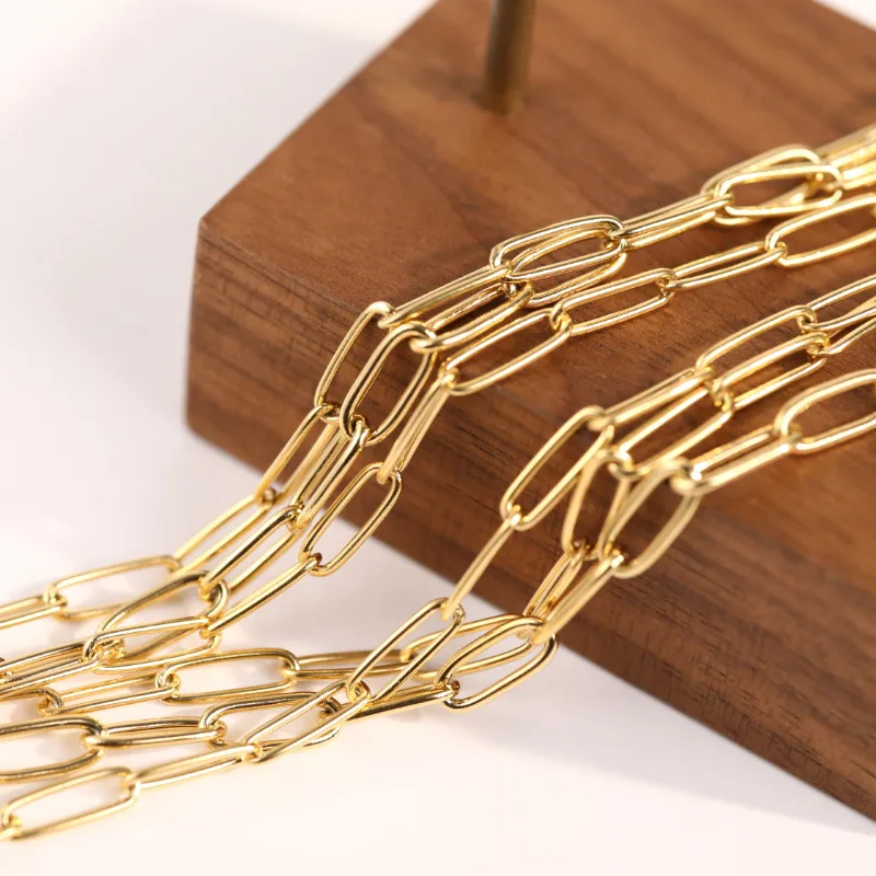 Wholesale Simple Basic Chain Stainless Steel 18k Stacking With Plain Chain Paper Clip Chain