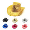 Wholesale Lace New Gold Silk Western Cowboy Hat Women's Stage Woolen Hat Foreign Trade Hat Men's and Women's Party Cross-Border Holiday Hat