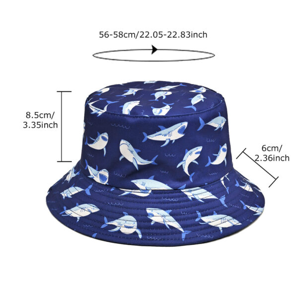 oly-6ba039fc5b2ce5de89d5f5c426625df6 Wholesale New Undersea Animal Shark Pattern Printed Fisherman Hat Women's European and American Men's Outdoor Double-Sided Sunscreen Hat Basin Hat